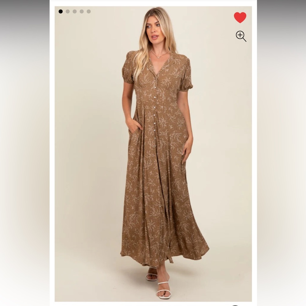 Brown Floral Button Down Maxi Dress